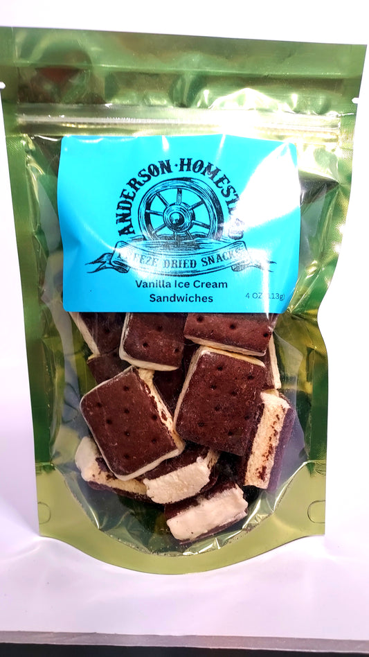 Freeze Dried Vanilla Ice Cream Sandwiches