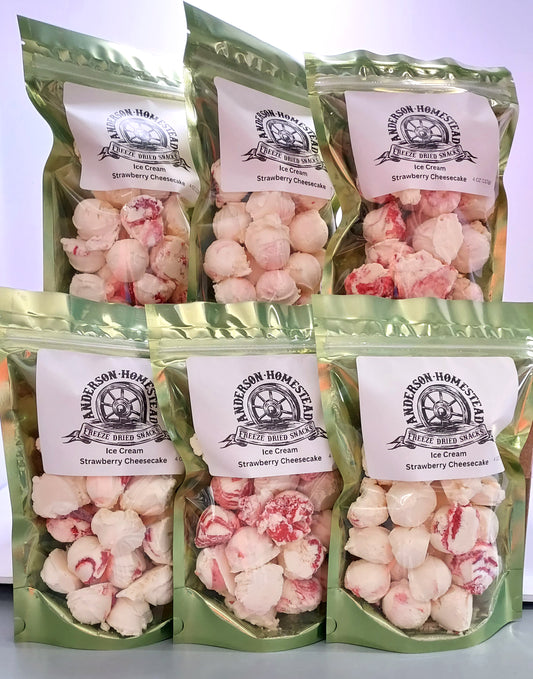 Wholesale Freeze Dried Ice Cream Scoops Strawberry Cheesecake